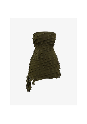 Womens Mistress Rocks Ruffled Asymmetric-Hem Georgette Mini Dress