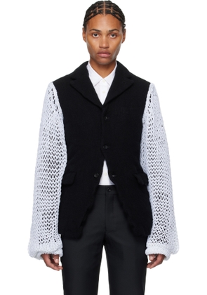 Comme des Garçons Homme Plus Black & White Knit Sleeve Blazer