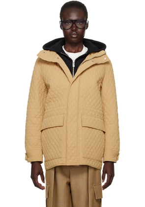 Burberry Beige Check Hood Quilted Nylon Jacket