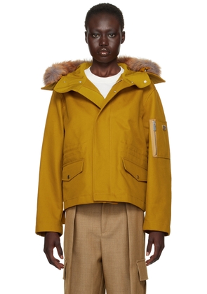 Burberry Orange Short Faux-Fur Trim Jacket
