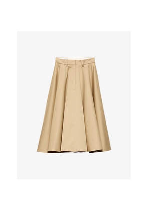 Womens Prada Chino Flared Cotton Midi Skirt