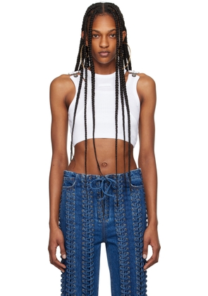 Jean Paul Gaultier White 'The Strapped Crop' Tank Top