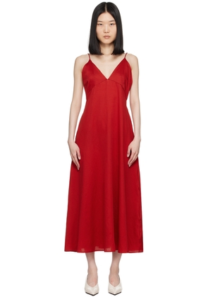 LESET Red Yoko V Midi Dress