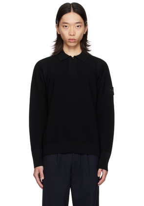 Stone Island Black Half-Zip Polo