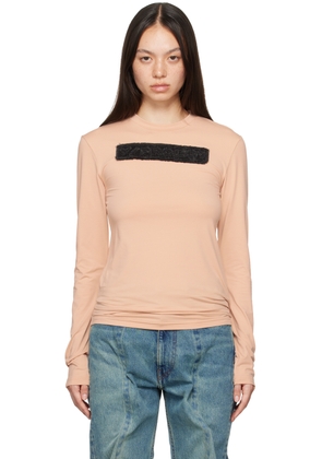 Y/Project Beige Logo Patch Long Sleeve T-Shirt