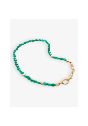 Womens Monica Vinader Beaded-Chain 18ct Yellow Gold-Plated Vermeil Sterling-Silver and Green Onyx Necklace