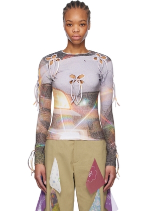 J. Kim Multicolor Flashing Light Petal Long Sleeve T-shirt