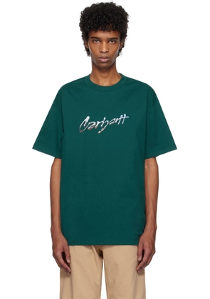 Carhartt Work In Progress Green Drip Script T-shirt