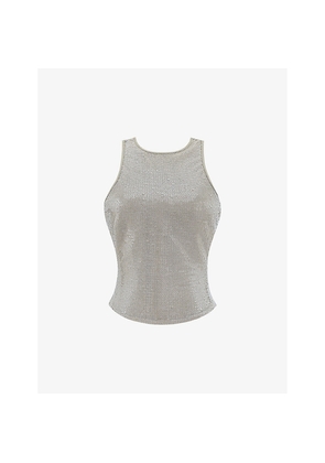 Womens Mistress Rocks Sequin Open-Back Woven Top