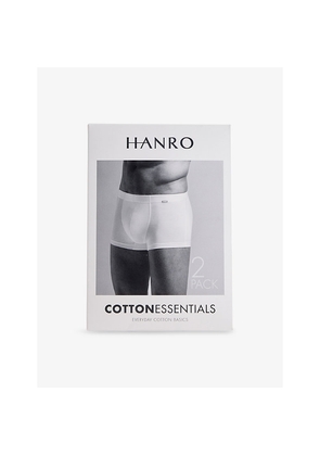 Mens Hanro Cotton Essentials Logo-Waistband Pack Of Two Stretch-Cotton Briefs