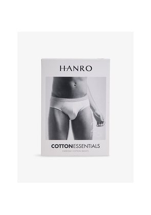 Mens Hanro Cotton Essentials Logo-Waistband Pack Of Two Stretch-Cotton Briefs