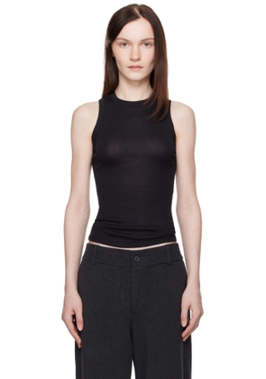 Aya Muse Black Ribbed High Neck Tank Top