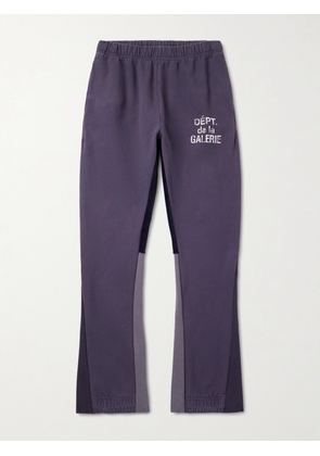 Gallery Dept. - Flared Panelled Logo-Print Cotton-Jersey Sweatpants - Men - Blue - XS