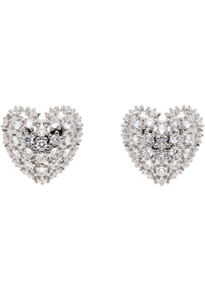 Justine Clenquet Silver Heart Crystal Earrings