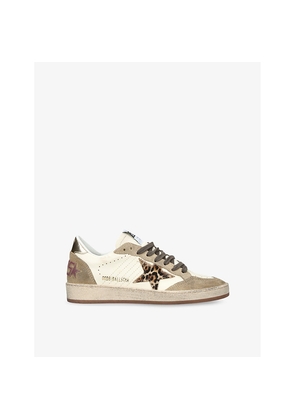 Womens Golden Goose Ballstar 11425 Leopard-Print Leather and Suede Low-Top Trainers