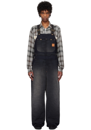 KHOKI Black Vintage-Effect Work Overalls