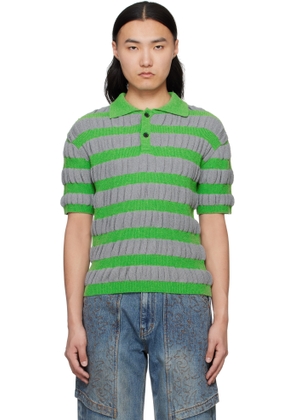 Andersson Bell Gray & Green Bubble Stripe Polo