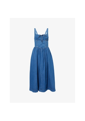 Womens Reformation Balia Square-Neck Denim Midi Dress