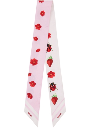 Versace Pink Strawberry Garden Silk Scarf