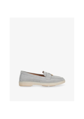 Womens Dune Grinning Charm-Detail Suede Loafers