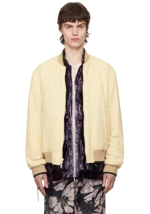 Dries Van Noten Yellow Gabardine Reversible Bomber Jacket