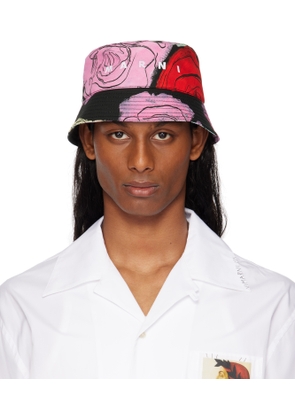 Marni Black Cotton Orion Print Bucket Hat