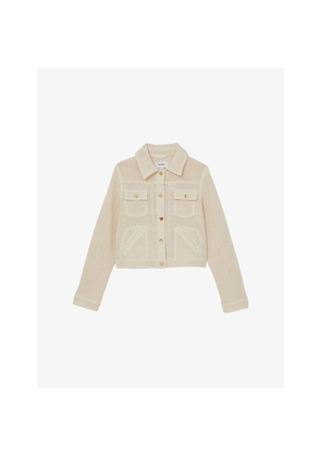 Womens Reiss Renzo Textured Cotton-Blend Trucker Jacket