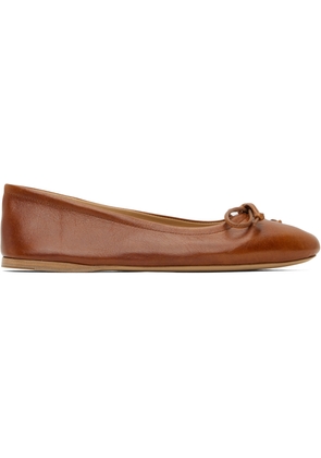 JW Anderson Tan Round-Toe Leather Ballerina Flats