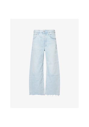 Womens Citizens Of Humanity Ayla Raw-Hem Cropped Wide-Leg Denim Jeans