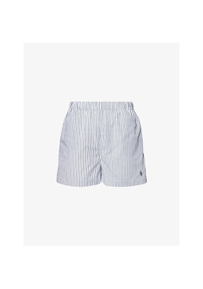 Womens Sporty & Rich Striped Drawstring Cotton-Poplin Shorts