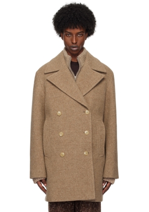 AURALEE Brown Sponge Wool Melton Peacoat