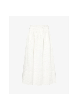 Womens Paige Ojai Embroidered Cotton-Poplin Midi Skirt