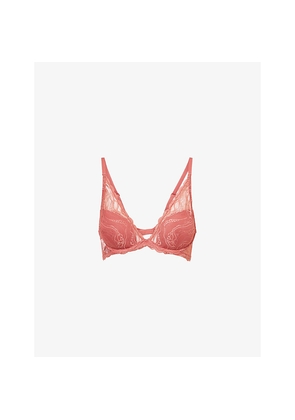 Womens Calvin Klein Plunge Lightly-Lined Sensual Stretch-Lace Bra