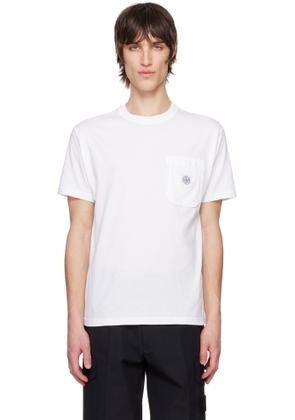 Stone Island White Organic Cotton Jersey Fissato Effect T-shirt
