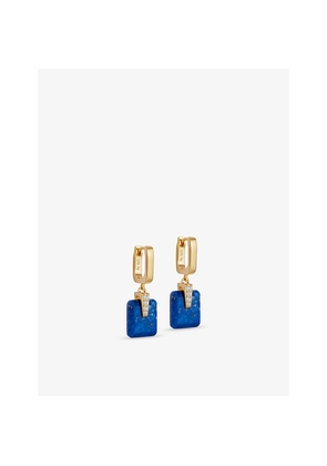 Womens Astley Clarke Deco 18ct Yellow Gold Vermeil, Lapis and White Sapphire Drop Huggies