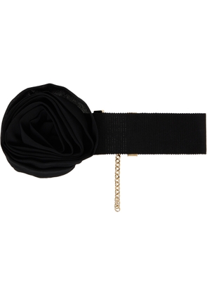 Blumarine Black Grosgrain Rose Choker