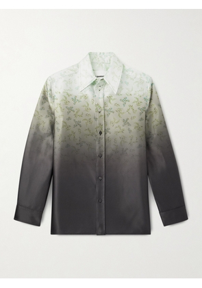 Jil Sander - Dégradé Floral-Print Satin-Twill Shirt - Men - Green - EU 37