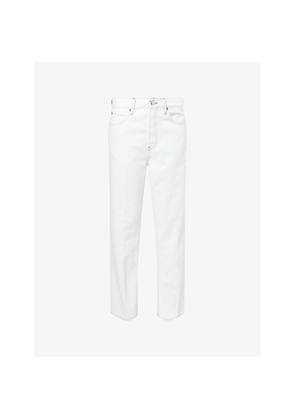 Womens Frame Vertical Crop Straight-Leg High-Rise Jeans