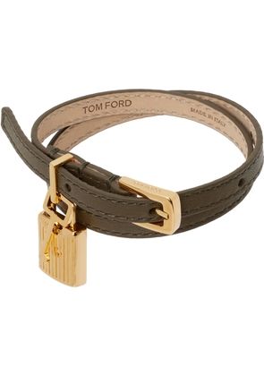 TOM FORD Khaki Grain Leather Bracelet
