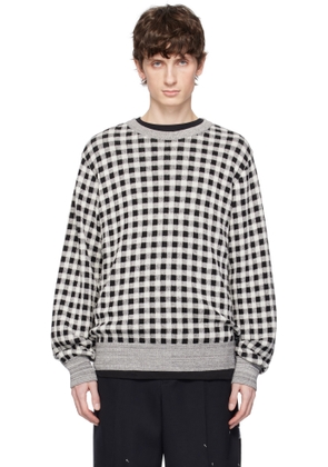 TAKAHIROMIYASHITA TheSoloist. Gray & Off-White Regular Fit Jacquard Crew Neck Sweater