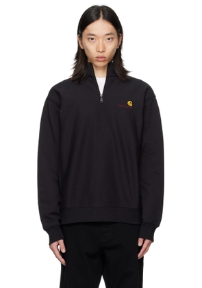 Carhartt Work In Progress Black Half-Zip American Script Sweatshirt