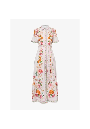 Womens Mary Katrantzou Como Belted Cotton-Poplin Maxi Dress