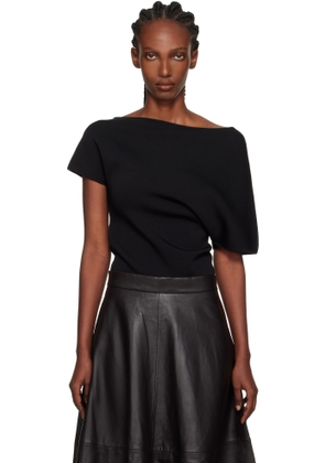 Róhe Black Asymmetrical Punto Milano Knitted T-shirt