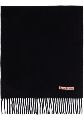Acne Studios Black Fringe Wool Narrow Scarf