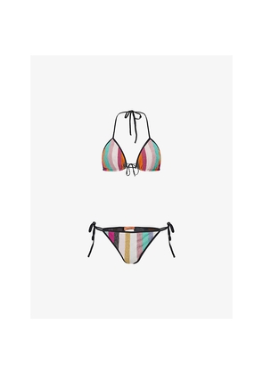Womens Missoni Miss Striped Metallic-Weave Bikini Set