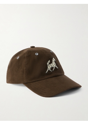 Drake's - Appliquéd Cotton-Moleskin Baseball Cap - Men - Brown