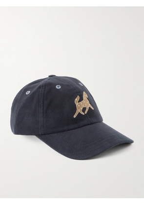 Drake's - Appliquéd Cotton-Moleskin Baseball Cap - Men - Blue