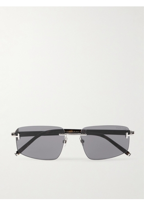 TOM FORD - Private 4 Rimless Rectangular-Frame Gold-Tone, Horn and Tortoiseshell Sunglasses - Men - Gray