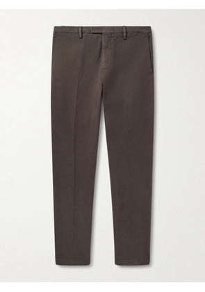 Boglioli - Tapered Cotton-Blend Twill Trousers - Men - Brown - IT 46