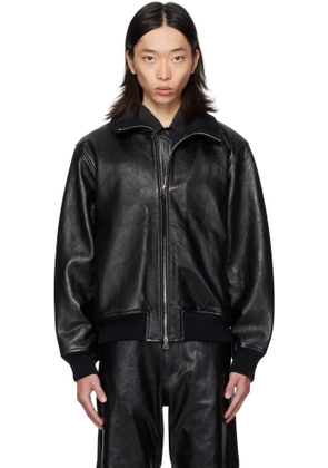 OUAT Black Astro Leather Bomber Jacket